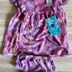 Tie-Dye Baby Dress and Bloomers Set - Purple